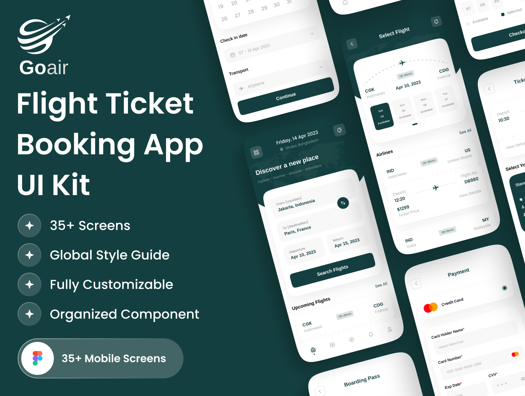 Goair-机票预订应用UI工具包 Goair - Ticket Booking App UI Kit android格式-UI/UX-到位啦UI
